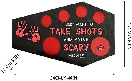 Scary Halloween Wood Cup Holder Plate with Handprint Design