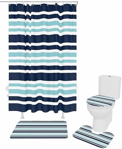 ZOE GARDEN Dark Blue Bathroom Set with Rug and Accessories