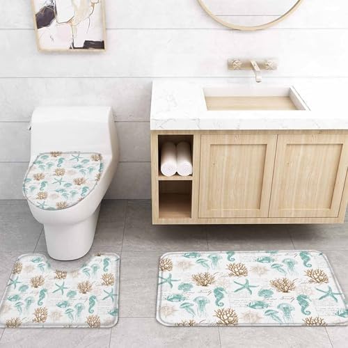 ZOE GARDEN Coastal Bathroom Set with Shower Curtain Rug and Accessories