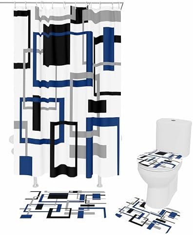 ZOE GARDEN Geometric Blue Bathroom Set