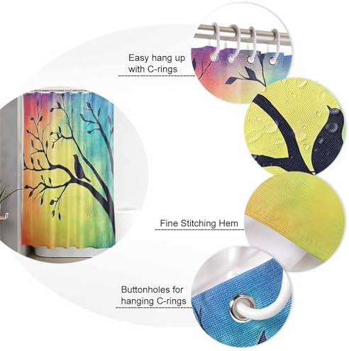 ZOE GARDEN Blue Bird Bathroom Set with Shower Curtain and Rug