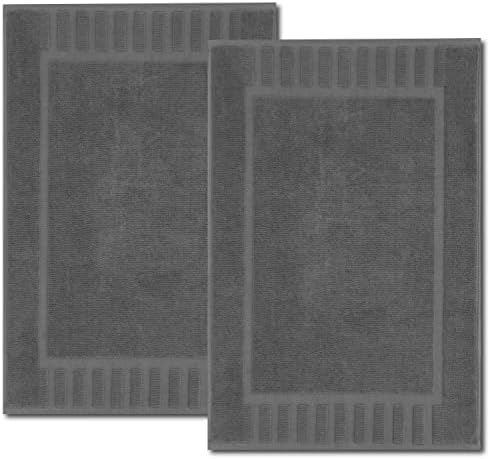 White Classic Luxury Bath Mat Set 2 Pack Dark Gray