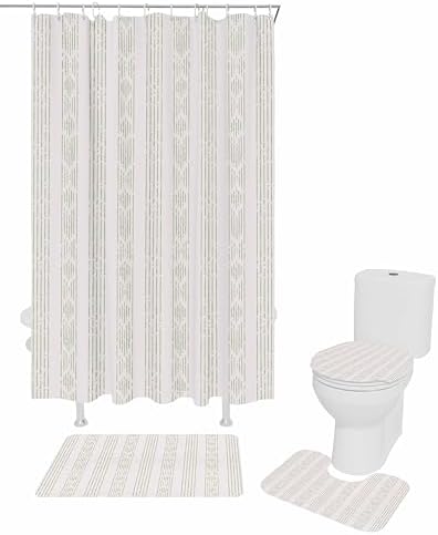 ZOE GARDEN Boho Sage Green Bathroom Set with Curtain Rug and Accessories