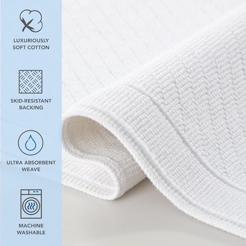 Arkwright Cotton Bath Rug - 24x36 in High Absorbent Textured Woven Design White