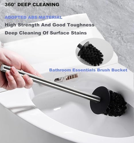 Stainless Steel Toilet Brush with Lid and Holder