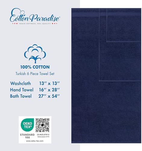 Cotton Paradise 6 Piece Towel Set Navy Blue