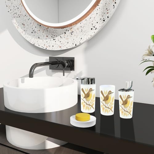 Boho Bathroom Accessory Set 6 Piece Modern Farmhouse Yellow