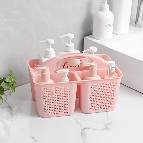 UUJOLY Plastic Shower Caddy Basket with Handle Pink