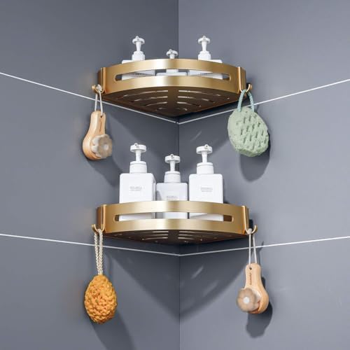 Hoinerus Brushed Gold 2-Pack Shower Caddy Organizer