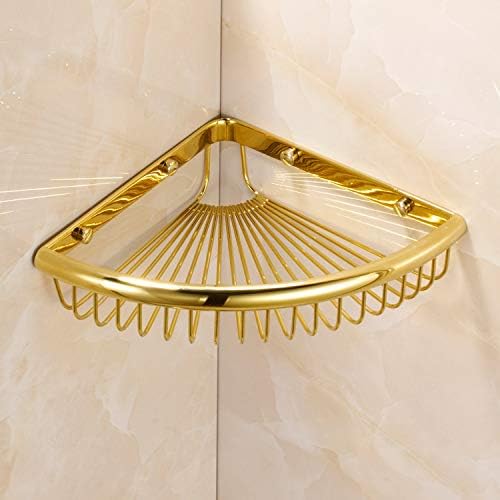 Glossy Brass Shower Caddy with Corner Storage