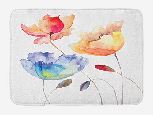 Ambesonne Watercolor Flower Bath Mat - 302 x 20