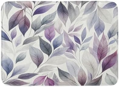 Ambesonne Lavender Bath Mat with Dancing Leaves Design