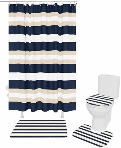 ZOE GARDEN Navy Blue Khaki Bathroom Set
