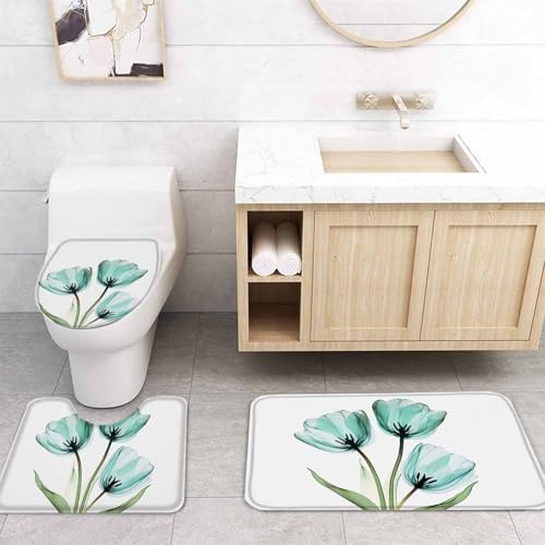 ZOE GARDEN Turquoise Aqua Tulips Bathroom Set