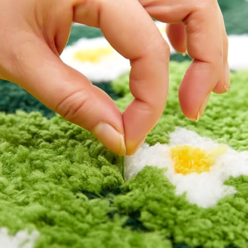 Ouyattle Cute Green Floral Bath Mat Microfiber 1