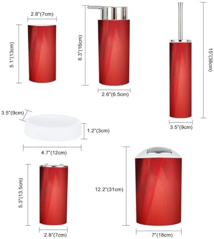 Boho Red Bathroom Accessories Set 6 Piece