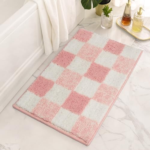 GRANNY SAYS Checkered Pink Bath Rug 24x16