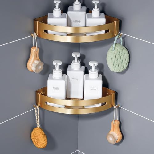 Hoinerus Brushed Gold 2-Pack Shower Caddy Organizer