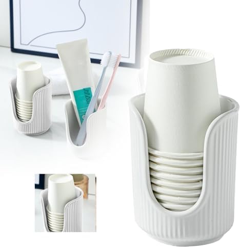 Convenient Bathroom Cup Dispenser for Mouthwash Cups White