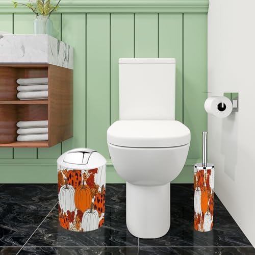 Bathroom Accessory Set 6 Pieces Boho Leopard Orange Pattern
