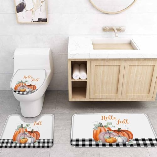 Thanksgiving Bathroom Set with Shower Curtain Rug and Accessories