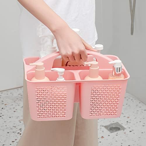 UUJOLY Plastic Shower Caddy Basket with Handle Pink