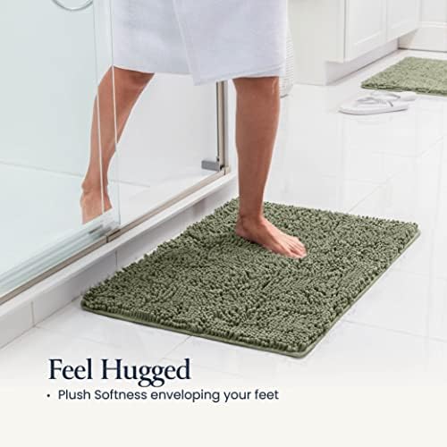 BELADOR 2-Piece Bath Rug Set - Plush Chenille Bath Mats with Rubber Backing