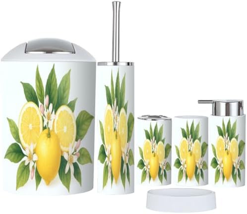 Boho Yellow Bathroom Accessory Set 6 Piece 1