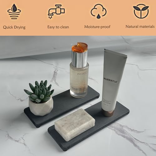 NiuYichee 2Pcs Water Absorbing Stone Trays Dark Gray