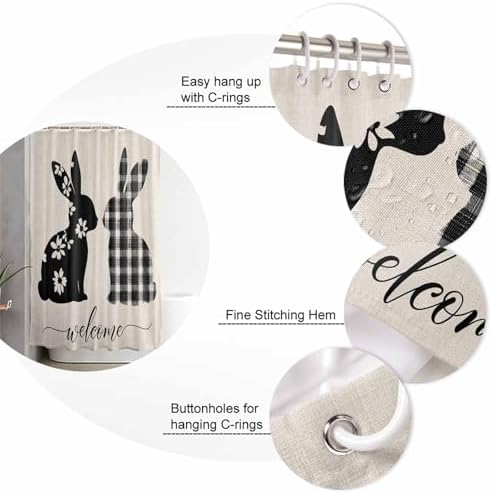 ZOE GARDEN Flowers Rabbit Bathroom Set with Shower Curtain and Rug