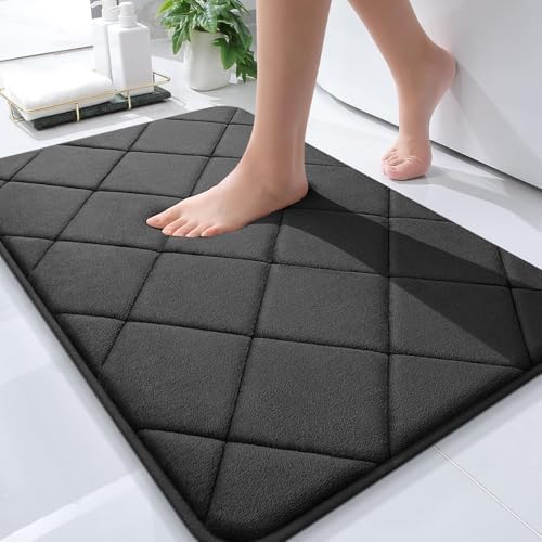 OLANLY Memory Foam Bath Mat 30x20 Black 1