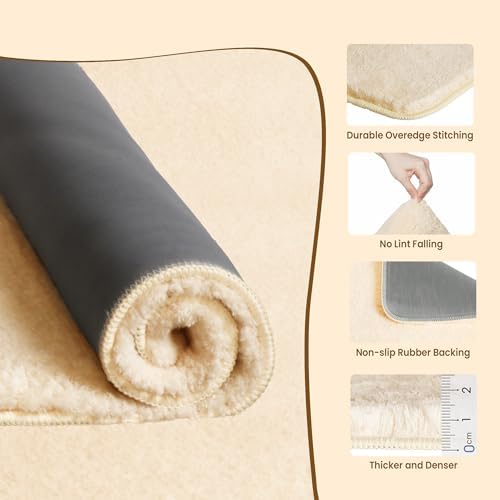 TECHMILLY Fluffy Bath Rug Mat 24x17 Cream