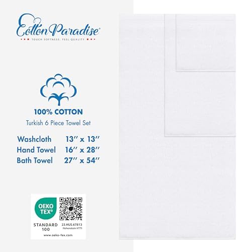 Cotton Paradise 6 Piece White Towel Set 1