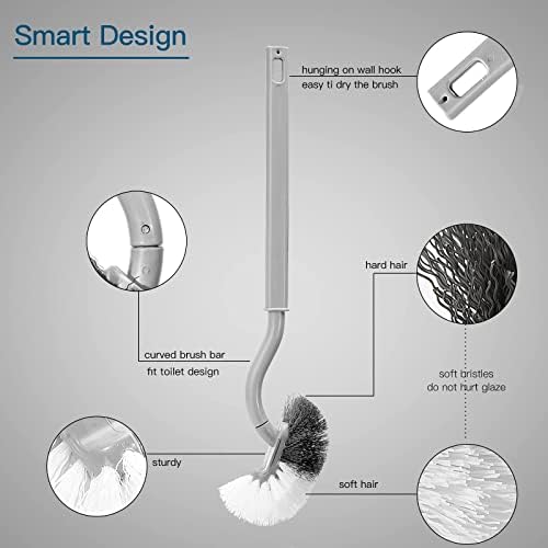 WOBEVB 2Pcs Toilet Brush Set with Curved Design for Deep Cleaning