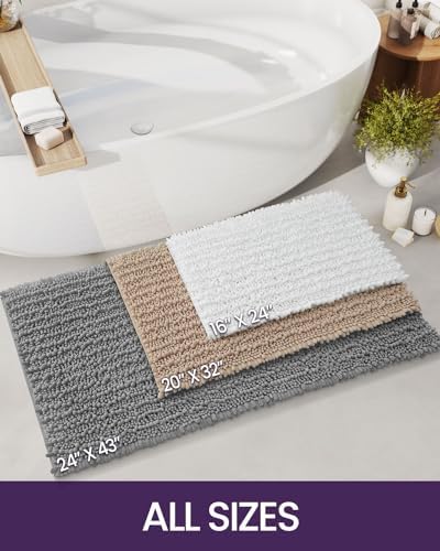 DEXI Olive Green Bath Mat 20x32 Non Slip Chenille Rugs