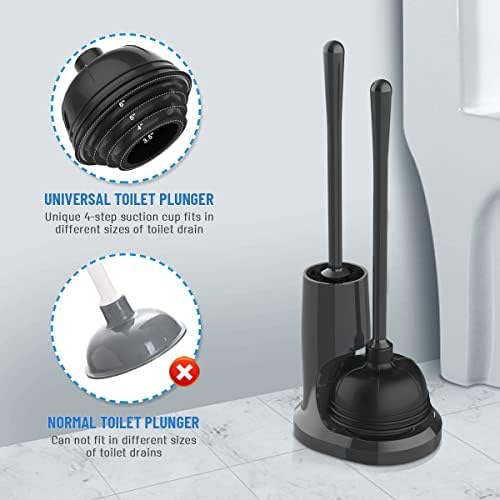 Uptronic Toilet Plunger and Brush Set with Holder