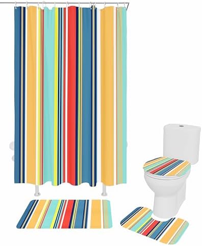 ZOE GARDEN Colorful Stripes Bathroom Set