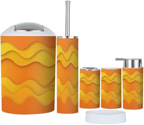 Boho 6-Piece Bathroom Accessory Set in Orange and Yellow Gradient
