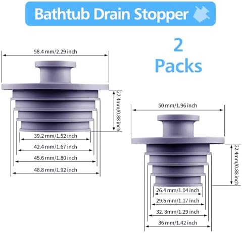 Aluvor 2pcs Bathtub Sink Drain Stopper