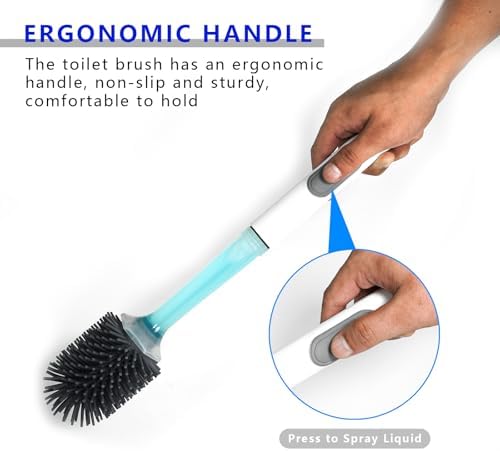 REDANT Silicone Toilet Brush and Holder Set - Drip Proof Grey