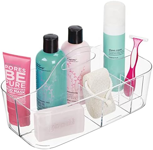 mDesign Clear Plastic Shower Organizer Basket with Handle