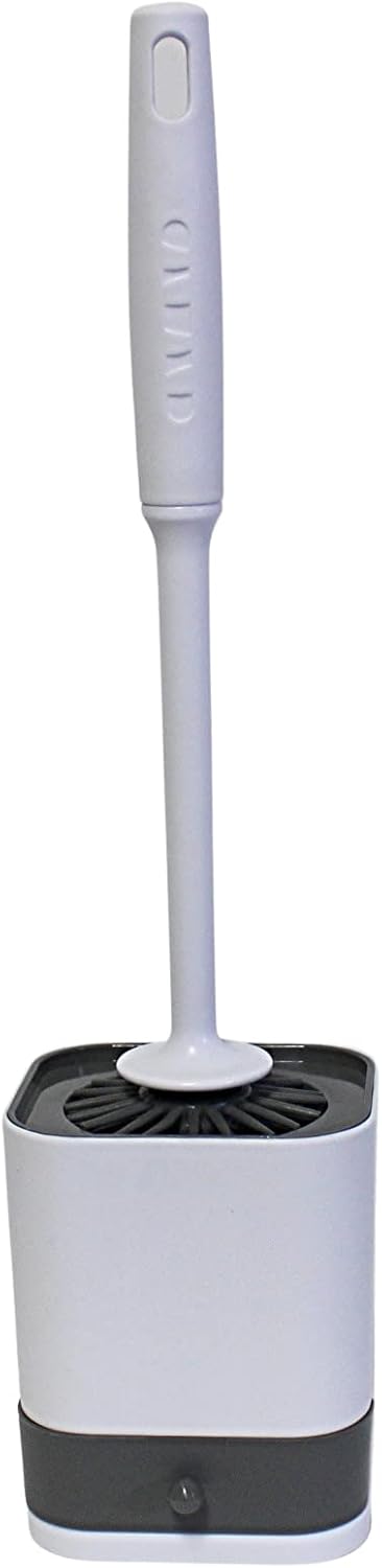 Silicone Toilet Brush with Holder - No-Drill Mount Ventilated Design
