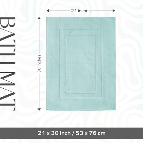 Feather Stitch 2 Piece Bath Mats Sea Foam 30x21 Inch