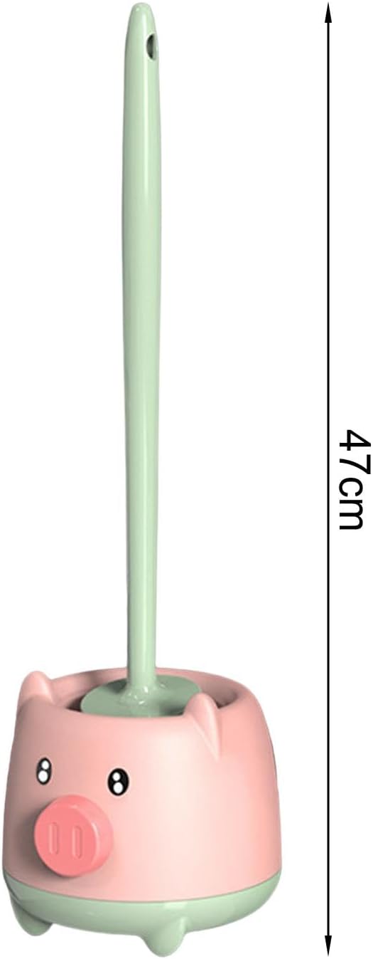 Toilet Brush with Holder Set Hanging Cartoon Design Pink Green