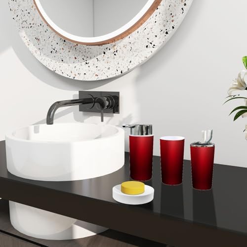 Boho Dark Red Bathroom Accessory Set with 6 Pieces