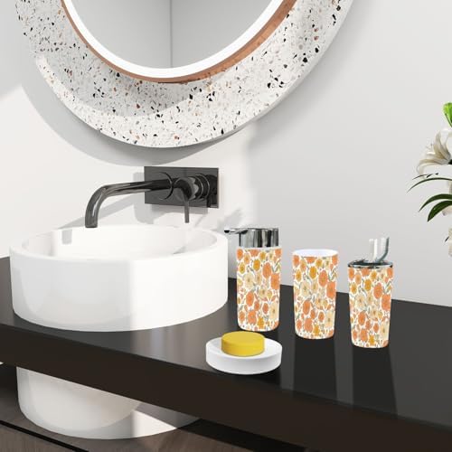 Boho Retro Floral Bathroom Accessories Set 6 Piece