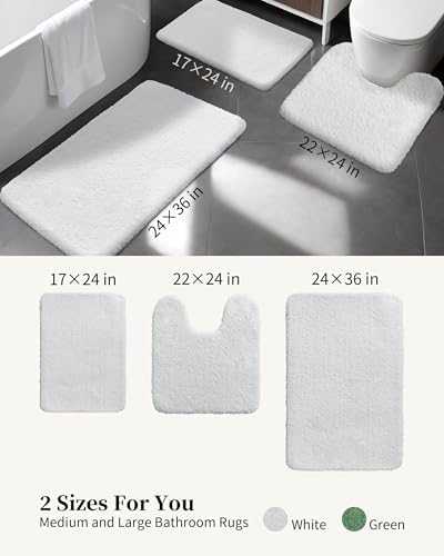 White 17x24 Fluffy Non-Slip Bath Rug