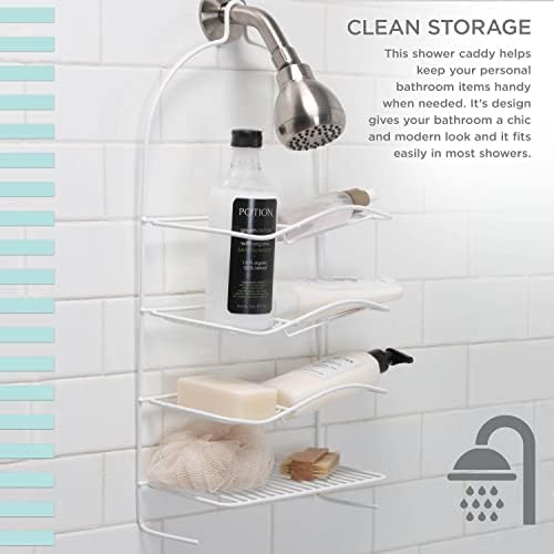Bath Bliss 4 Tier Shower Caddy with Hooks