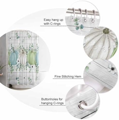 Thanksgiving Fall Bathroom Set with Shower Curtain Rug and Hooks