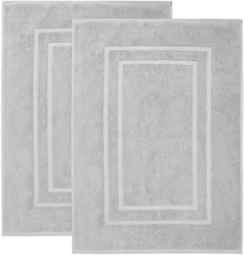 Feather Stitch 2 Piece Bath Mat Set - Silver Birch